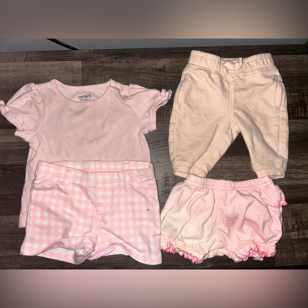 4 piece pink Baby bundle various brands newborn-3 months